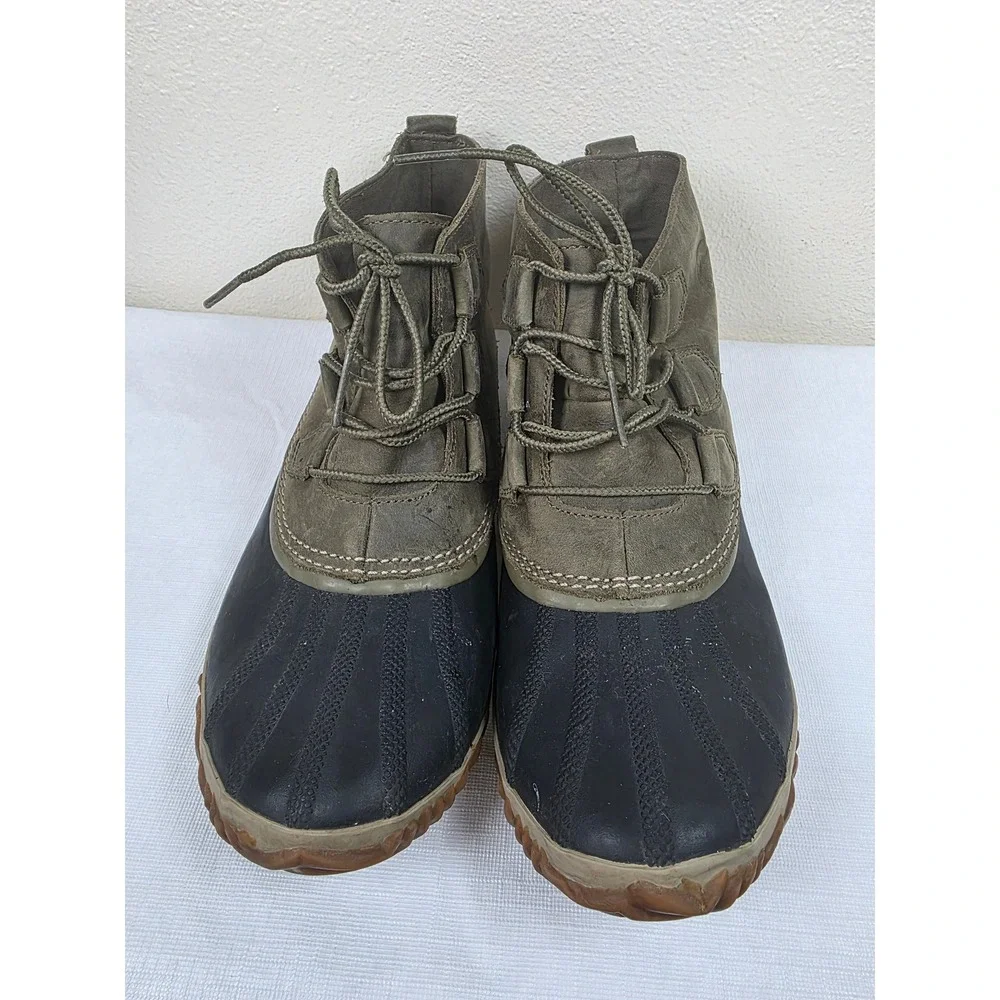Sorel Out N About Leather Duck Boots olive  Waterproof Women 11 Granola Gorpcore - Picture 2 of 8